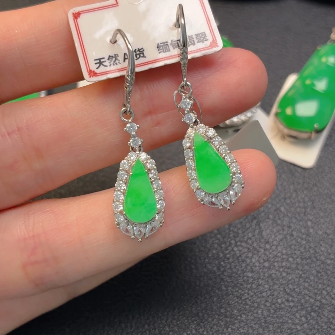 翡翠银S925镶嵌吊坠(不含链)耳坠