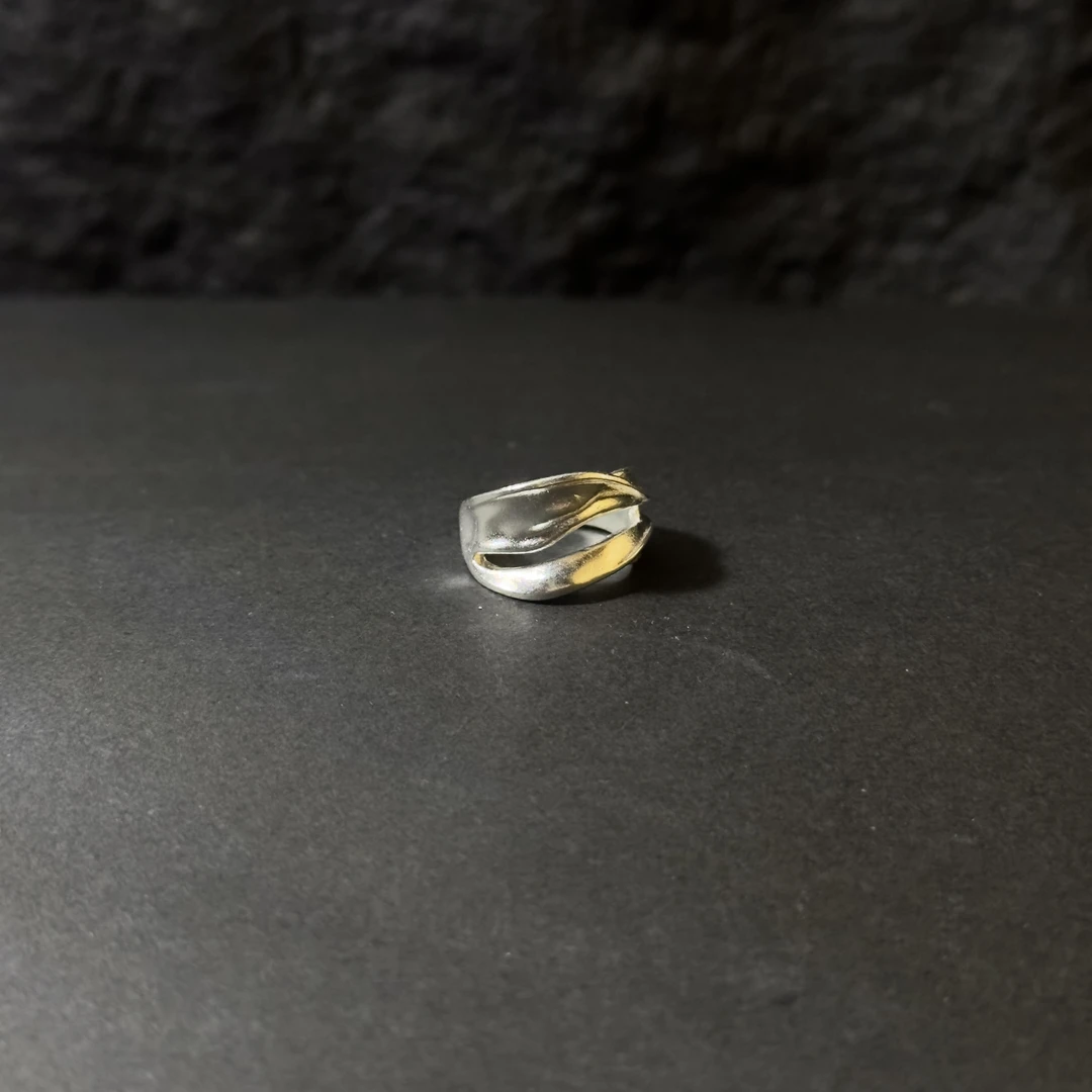 925银戒指 TANDl银色月牙戒指简约复古925银vintage