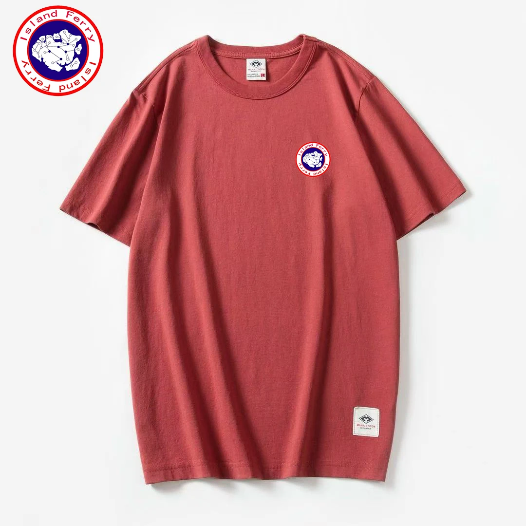 ISLAND FERRY2025新款百搭重工艺男士休闲纯棉圆领短袖T恤31100
