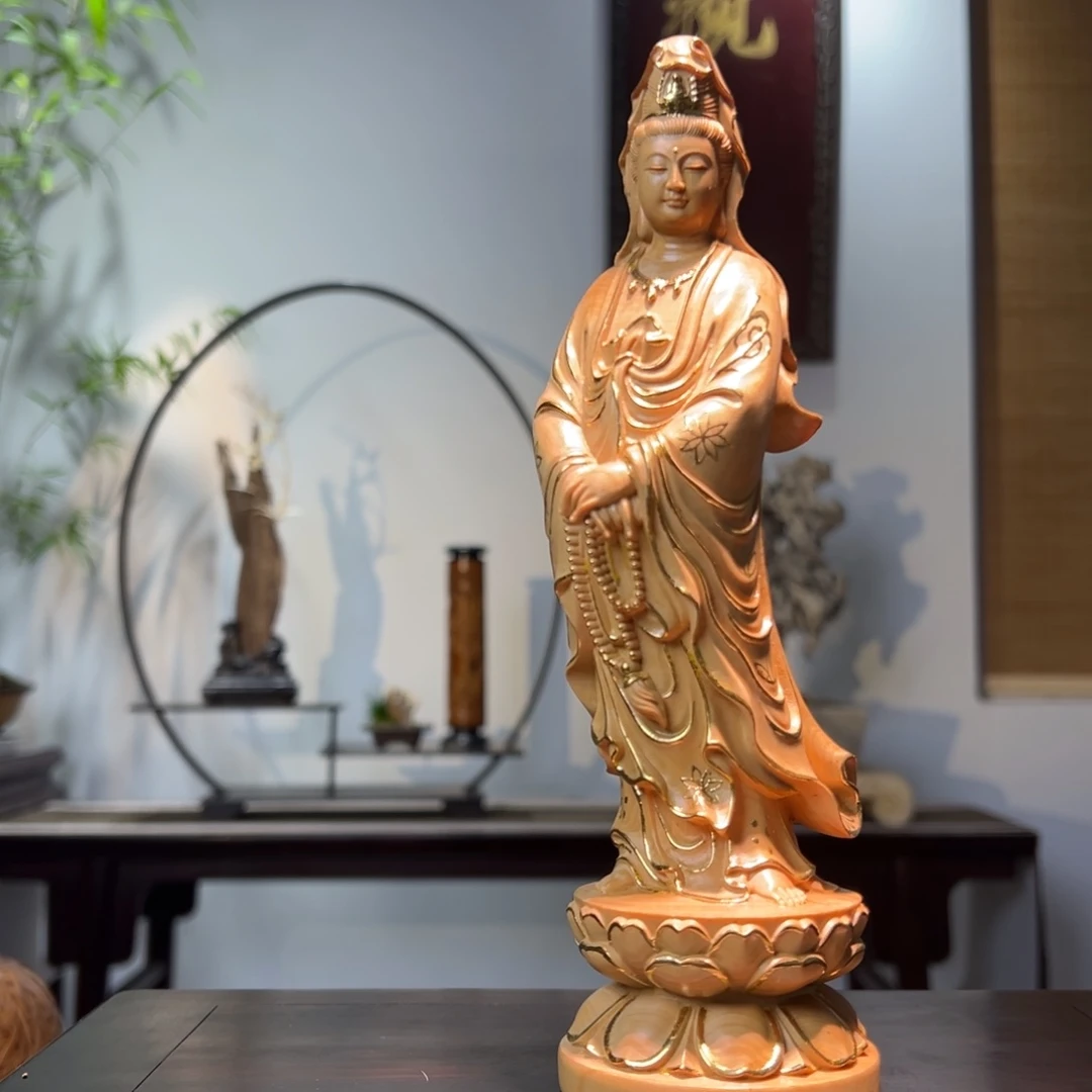 稳定木觉**心黄杨木观音像一尊