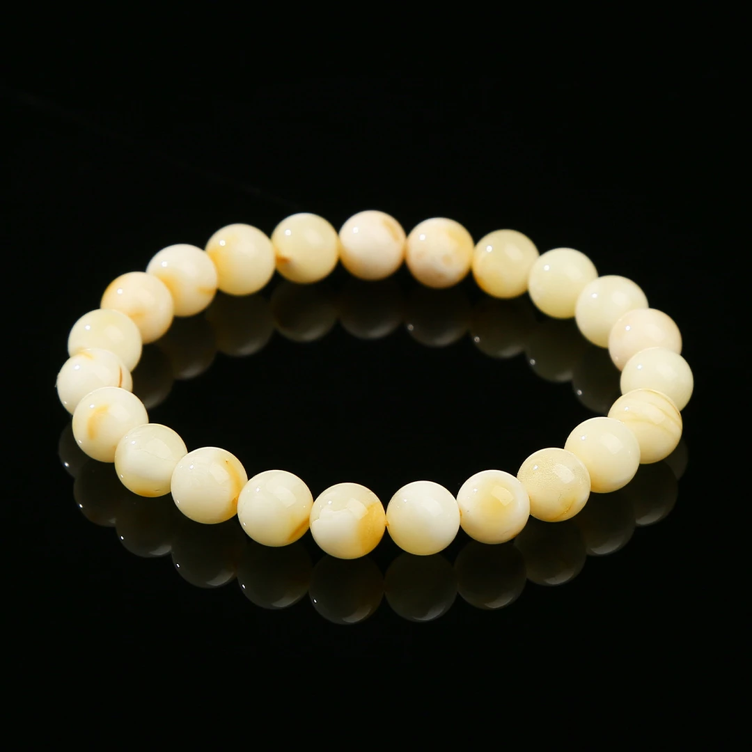 天然白蜜蜡圆珠手链时尚百搭老型单圈鸡油黄经典珠珠