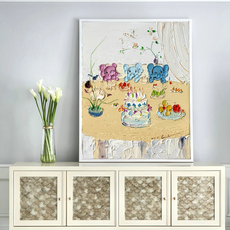 生日礼物 画家志明原创手绘油画现代简约轻奢儿童房高级感装饰画