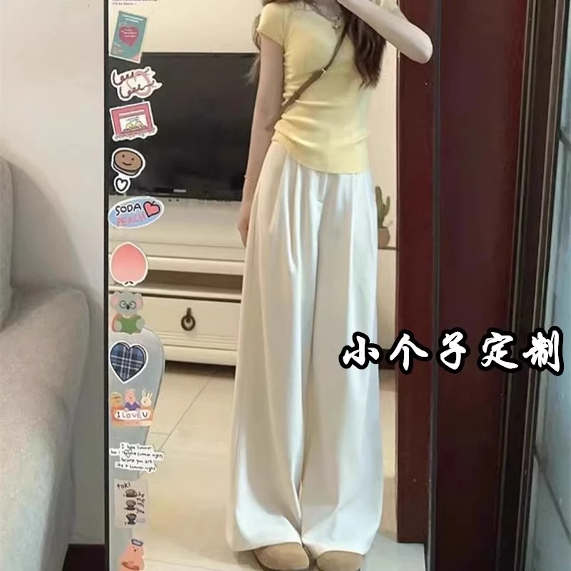 150小个子奶芙山本裤女夏季薄款2025新款窄版直筒垂感休闲阔腿裤.