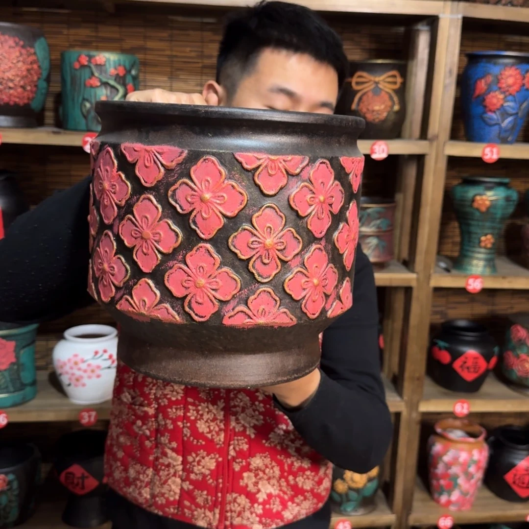 带孔高端浮雕花盆尺寸高25-25