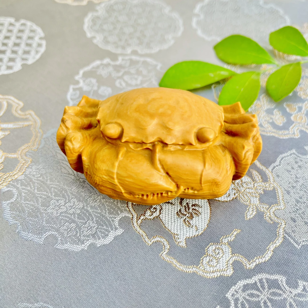 松花石螃蟹摆件茶宠八方来财非遗品牌手工雕刻创意复古茶道优质品