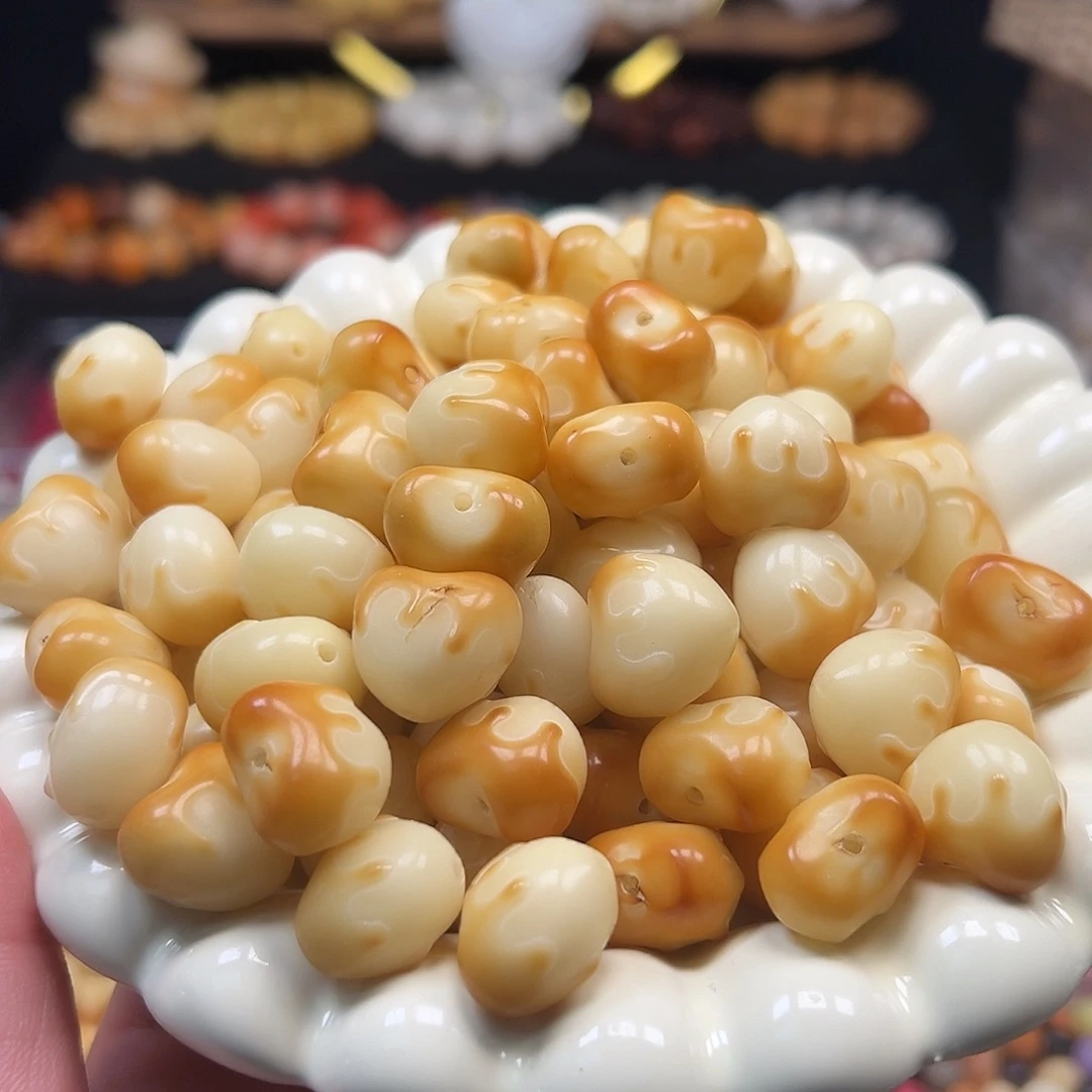 手串菩提根/象牙果15颗大尺寸炭烧爱心有裂