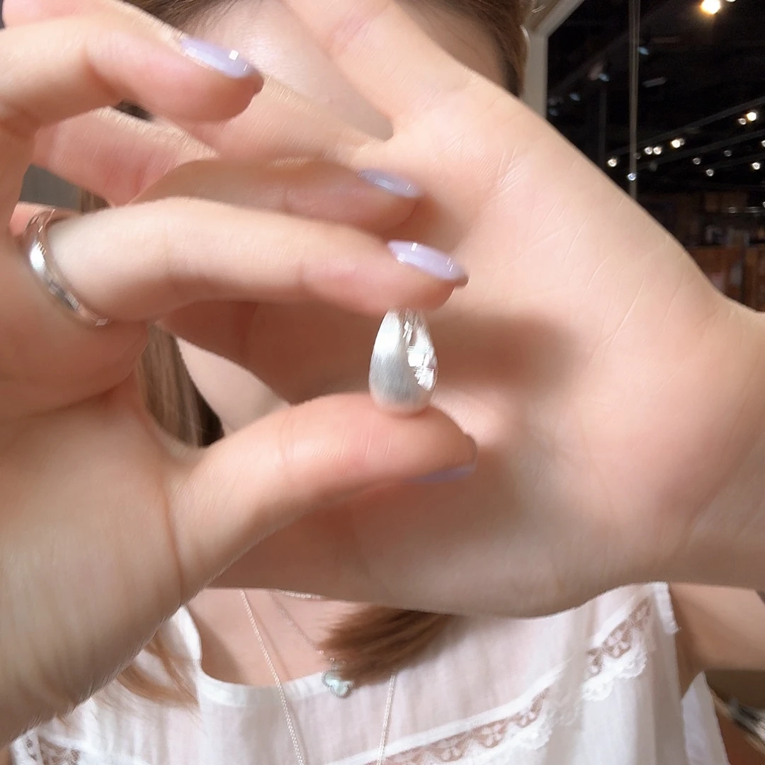 925银无拉丝水滴耳扣