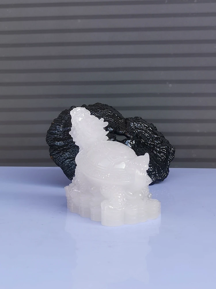 白玉色龙龟摆件一对八卦龙头龟招风水玄关装饰品客厅办公室工业品