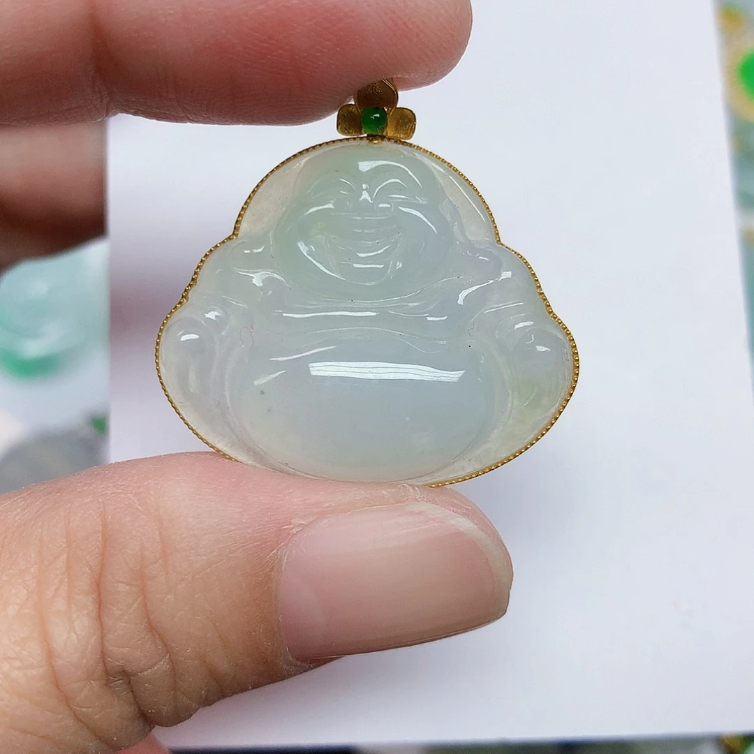 翡翠18K金镶嵌颈饰356677