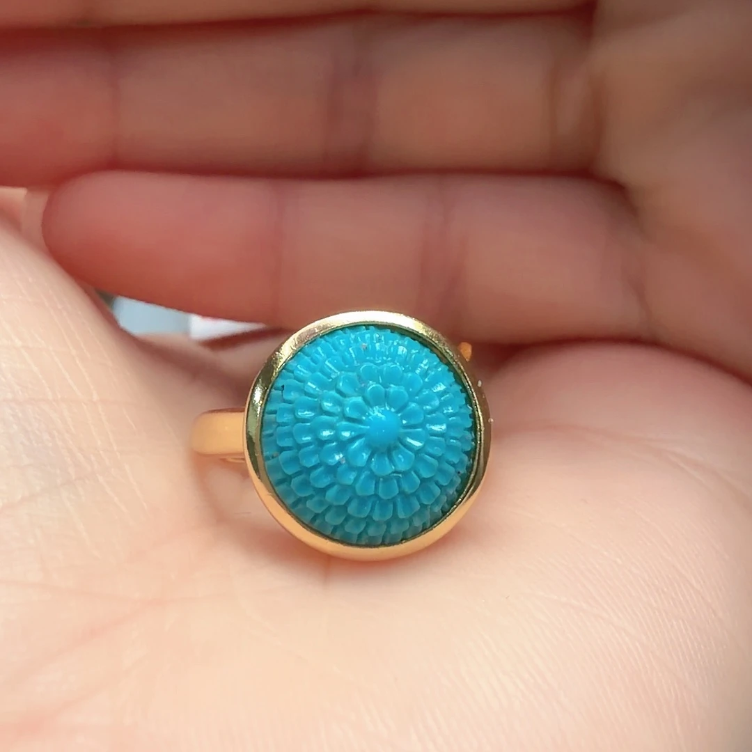 绿松石银S925镶嵌戒指