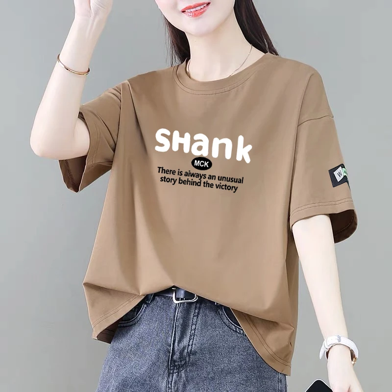 100%纯棉短袖t恤女夏季新款休闲韩版宽松遮肚显瘦减龄百搭上衣潮