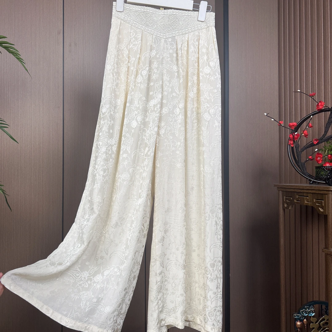 2025新中式夏季新款国风直筒宽松休闲中高腰阔腿显瘦显腿长长裤