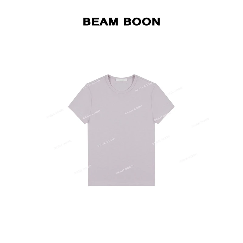 Beam Boon |【甜筒T】亲肤舒适优可丝螺纹竹节肌理织标圆领显瘦短袖