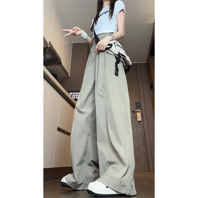 休闲裤男装山本裤情侣夏季阔腿裤冰丝裤男女同款薄款设计感工装裤