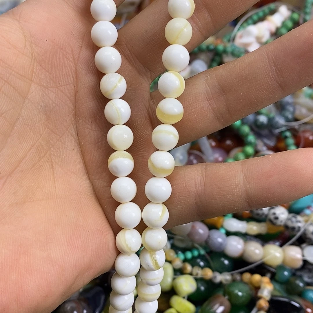 玛瑙/玉髓未镶嵌珠宝半成品圆珠一条装