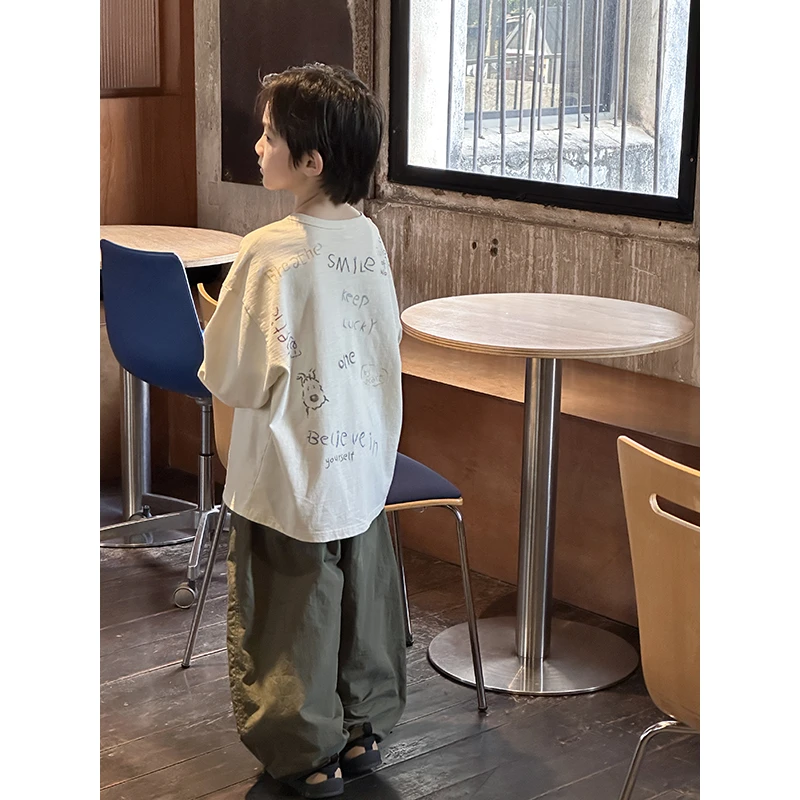 【现货】略略童装儿童春秋款男童纯棉字母长袖T恤251TX3026