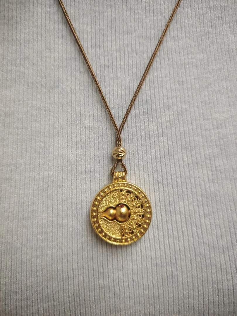 铜吊坠 链子挂坠铜镀金葫芦吊坠项链不掉色