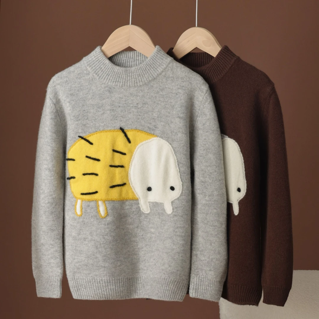 【100支极细澳毛】纯羊毛衫儿童加厚针织毛衣男女童打底保暖702刺猬