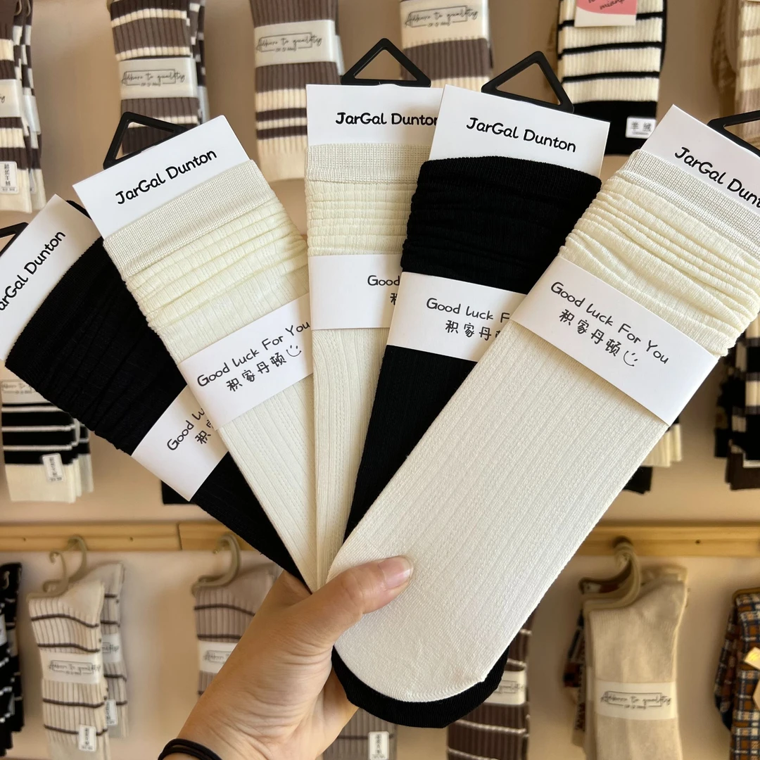 莫代尔超薄微压堆堆袜夏天不臭脚中筒袜子女士爆款袜