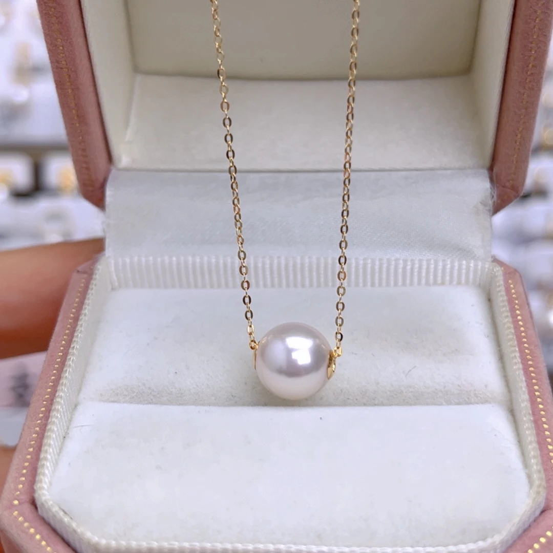 无***开海水珍珠18K金镶嵌项链