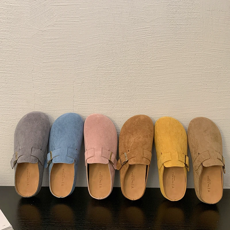 2025低跟INS平底包头拖防滑百搭春季奶奶鞋复古勃肯鞋半拖鞋女鞋