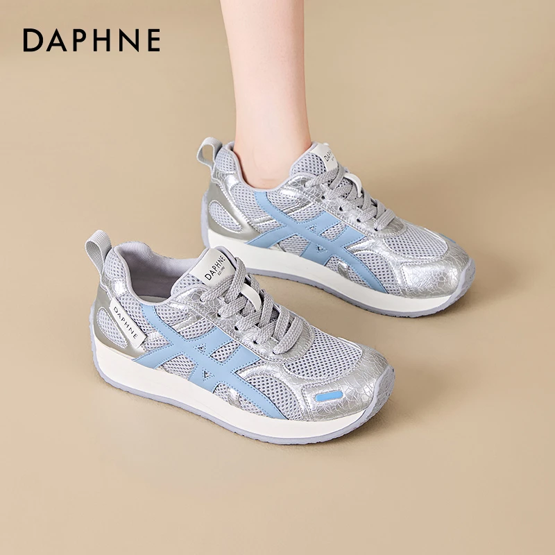 达芙妮复古德训鞋女鞋2025新款秋季厚底网面休闲运动鞋软底阿甘鞋