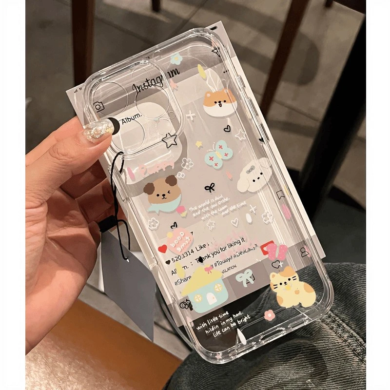 雨滴小猫小狗适用苹果15PROMAX手机壳iPhone16透明14可爱13软壳12