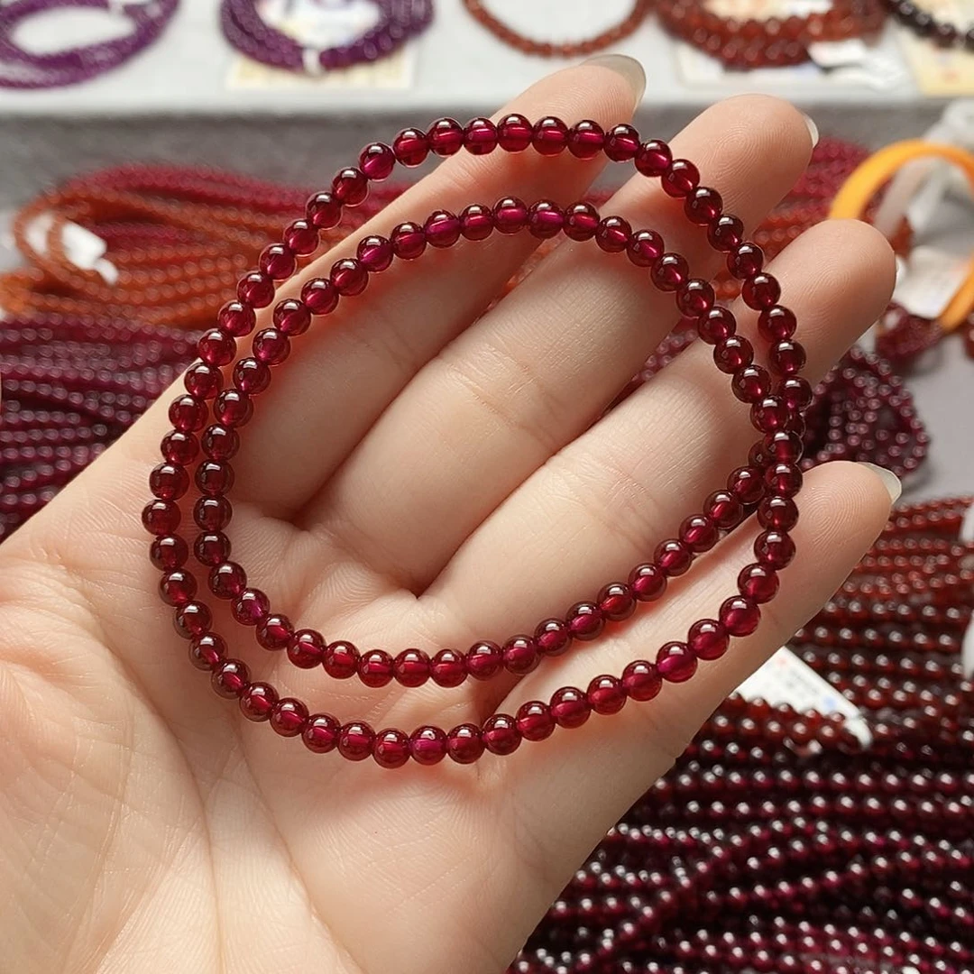 手链未镶嵌石榴石4.3mm两圈精品