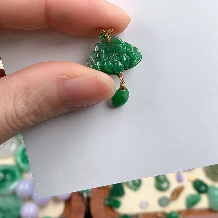 颈饰18K金镶嵌翡翠853256667