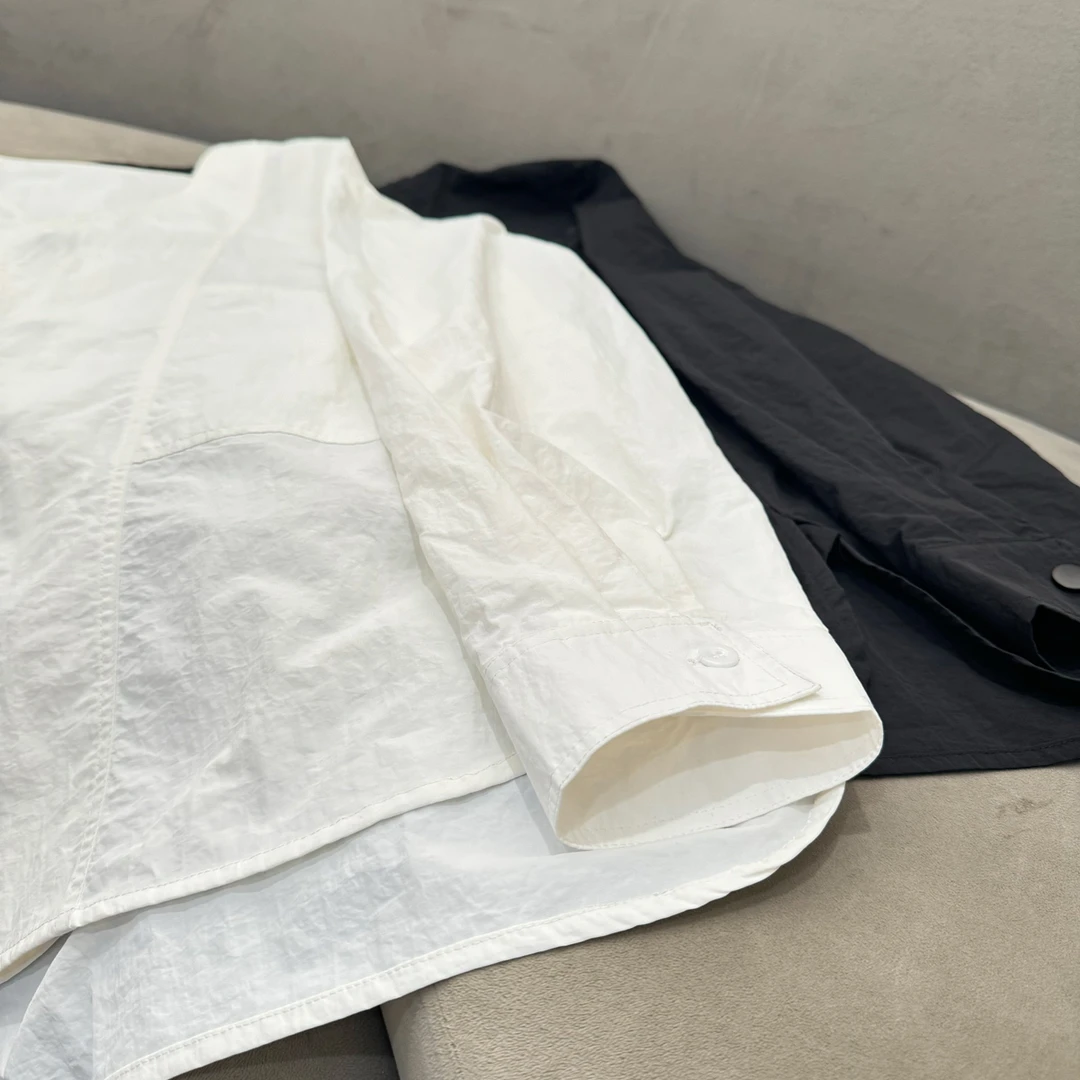 小众个性前短后长褶皱高级感V领长袖衬衣时尚男潮流百搭衬衫上衣