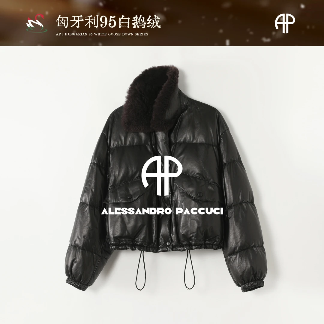 AP洛哥54088PR【黑标系列】羊皮毛领+匈牙利95白鹅绒时尚羽绒服女装
