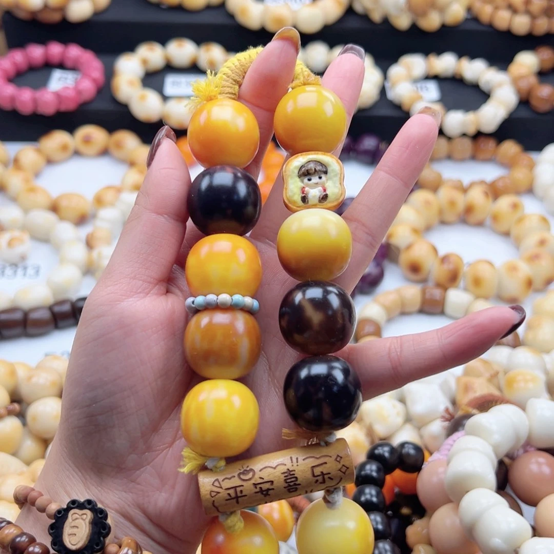 吊坠白玉菩提23-24卡干车干磨菩提手持➕根付配件微微瑕