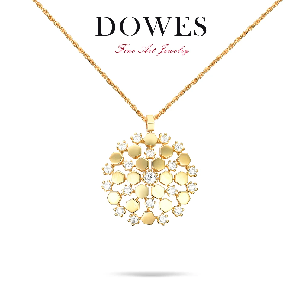 DOWES 吊坠925银合成锆石 蜂巢雪花吊坠项链【春节不打烊】