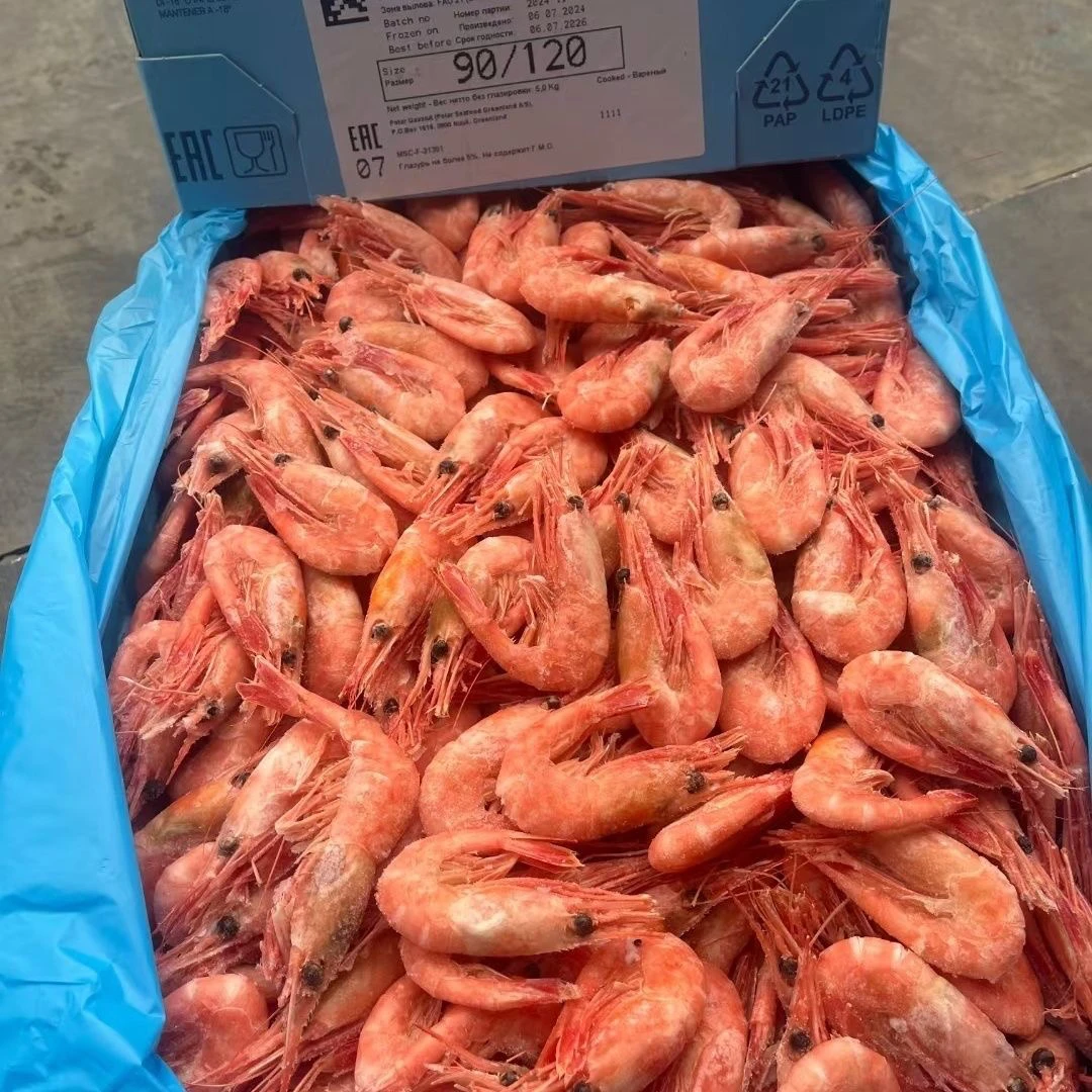 4斤净重90-120中小号头籽虾格陵兰熟冻冰虾有20％海藻头顺丰包邮