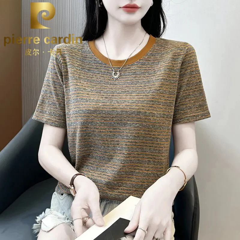 皮尔卡丹薄款短袖T恤女2025新款夏季显瘦宽松洋气半袖气质大码上