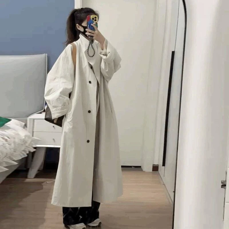 中长款高个子白色风衣外套女2025年秋新款小个子英伦风大衣超好看