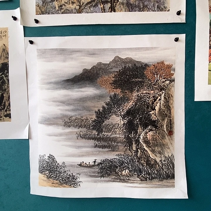 国画四尺斗方手绘山水