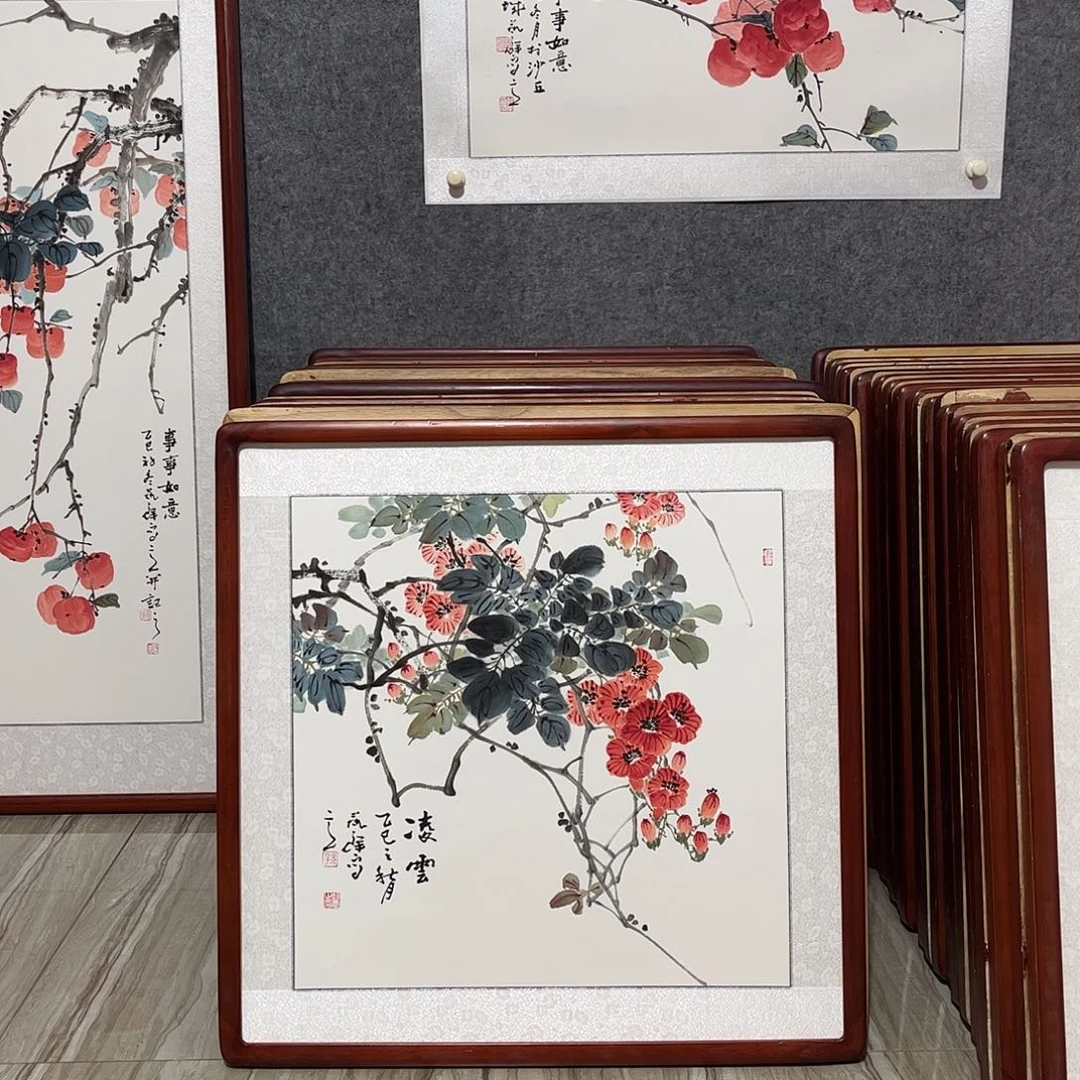 国画书画作品带框63×63