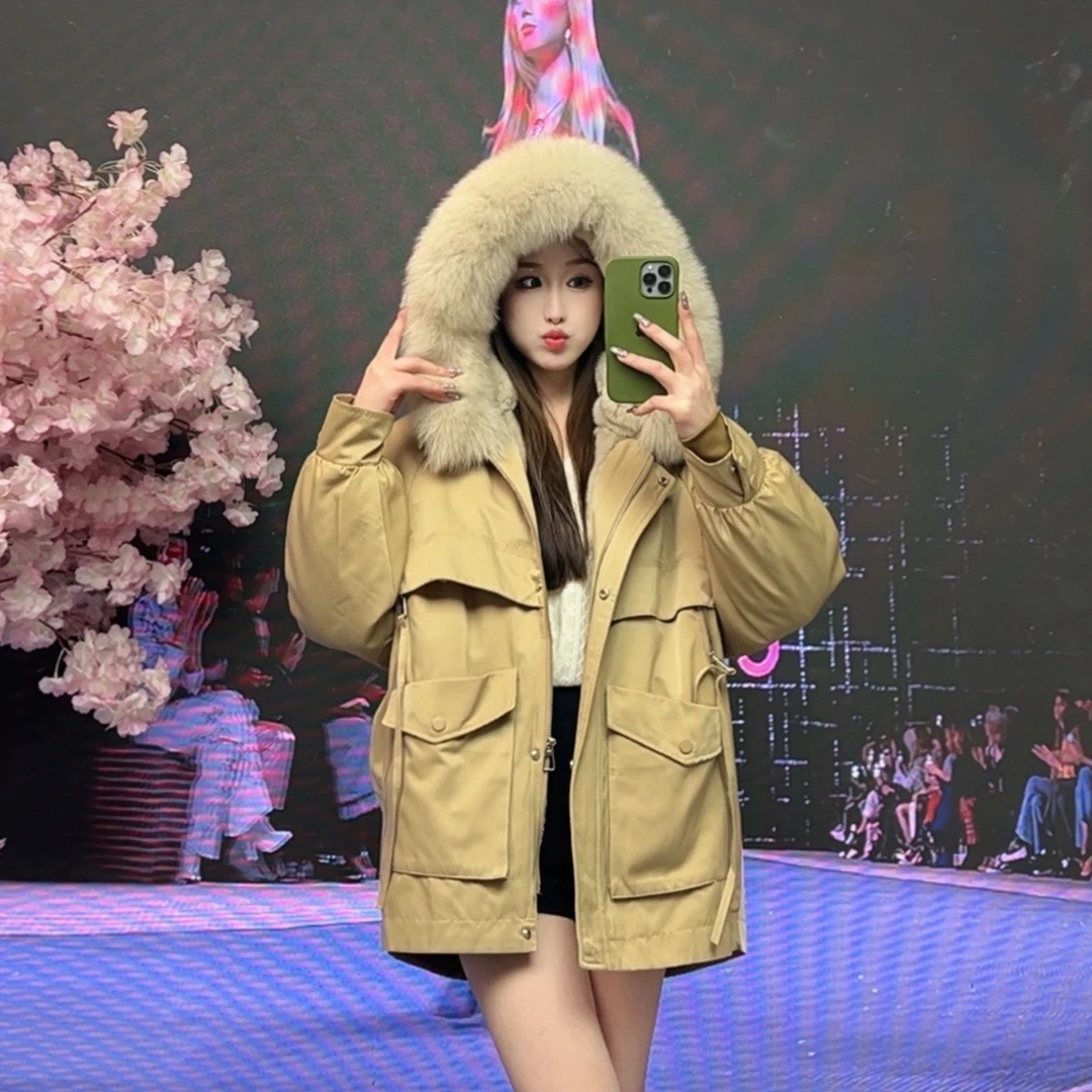 【小面包獭兔毛+毛袖】一衣三穿2024新款獭兔毛内胆皮草派克服5872