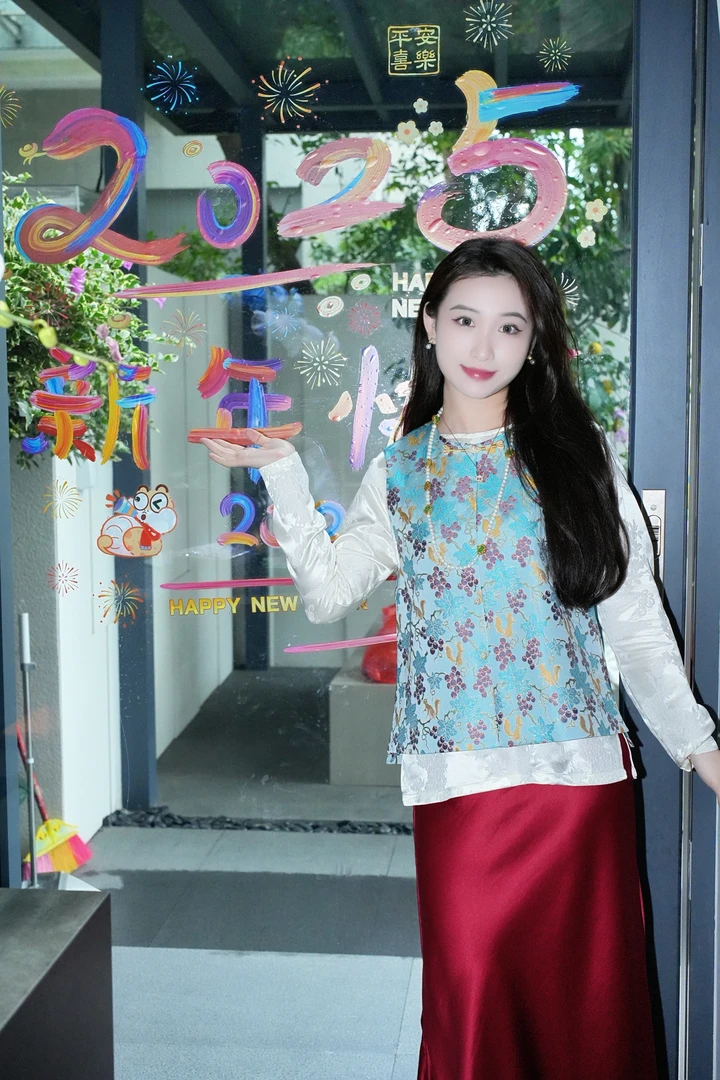 蓝大【学斯】新中式圆领马甲7477