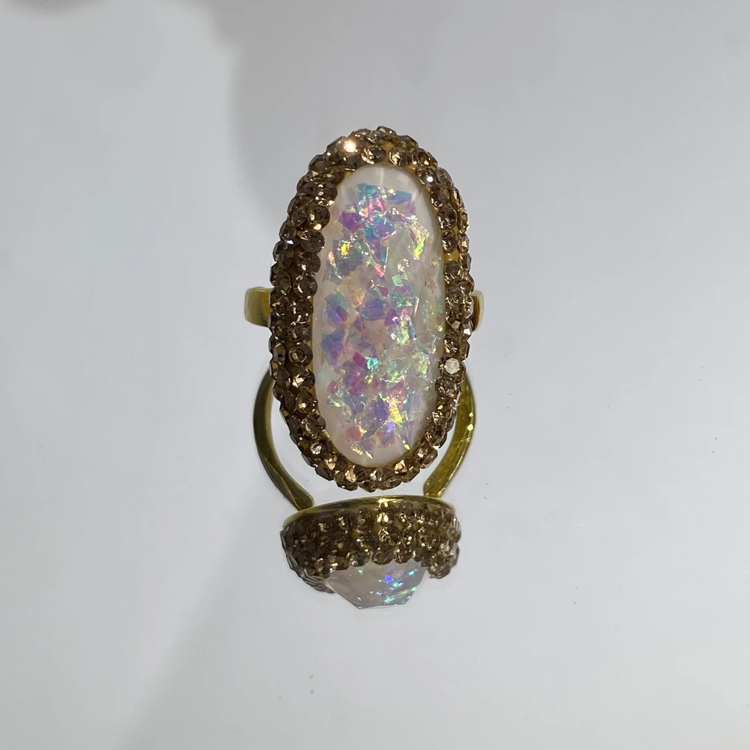 铜合金合成锆石戒指 TTSD 白色设计百搭奢华戒指 609