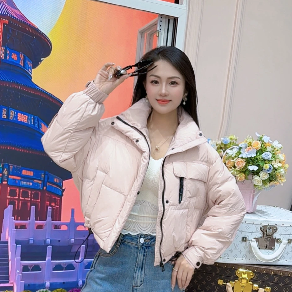 25新款女短款韩版独特设计小个子休闲时尚加厚白鸭绒羽绒服外套