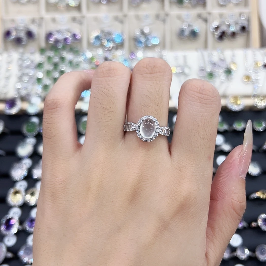 岫玉银S925镶嵌戒指