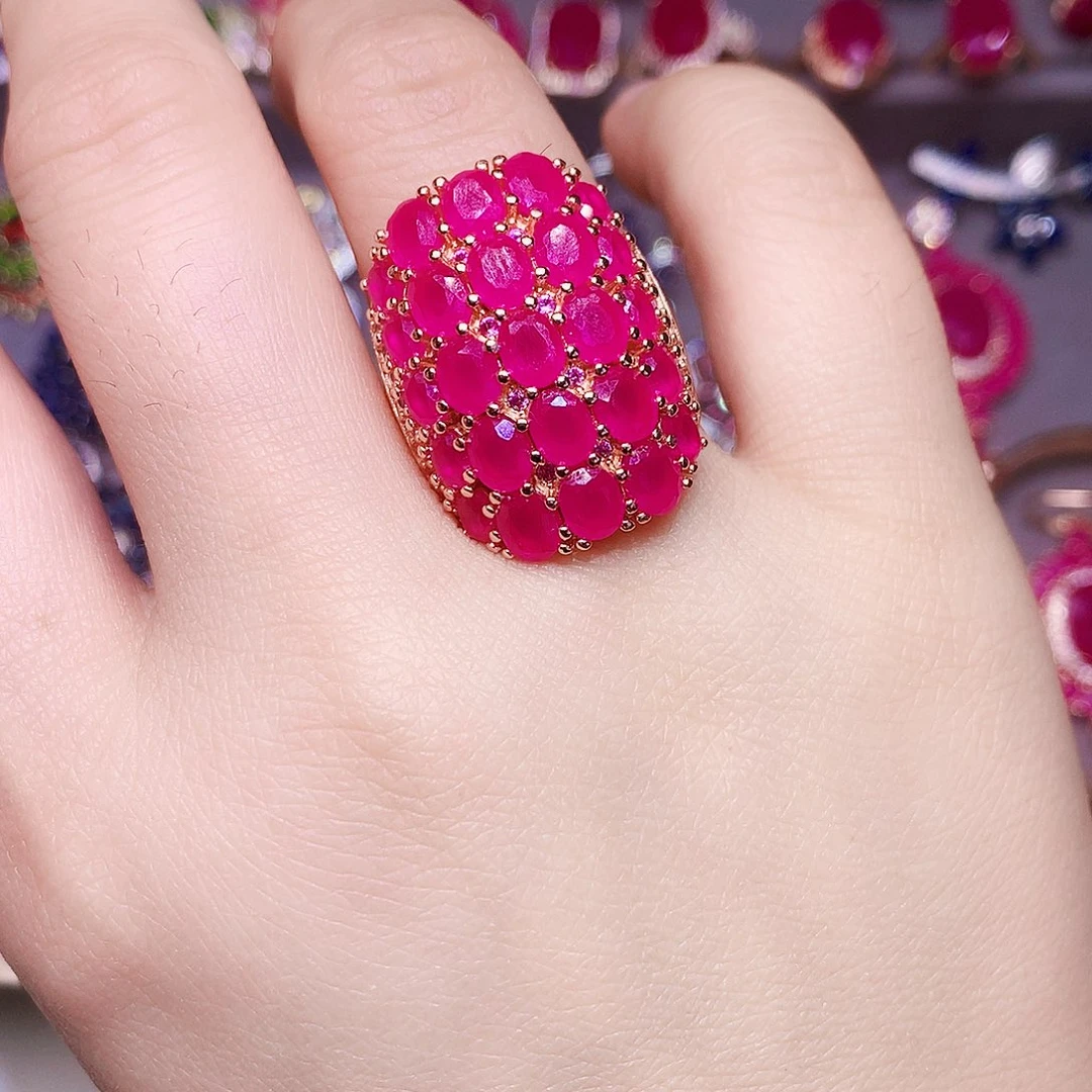 银S925镶嵌戒指红宝石