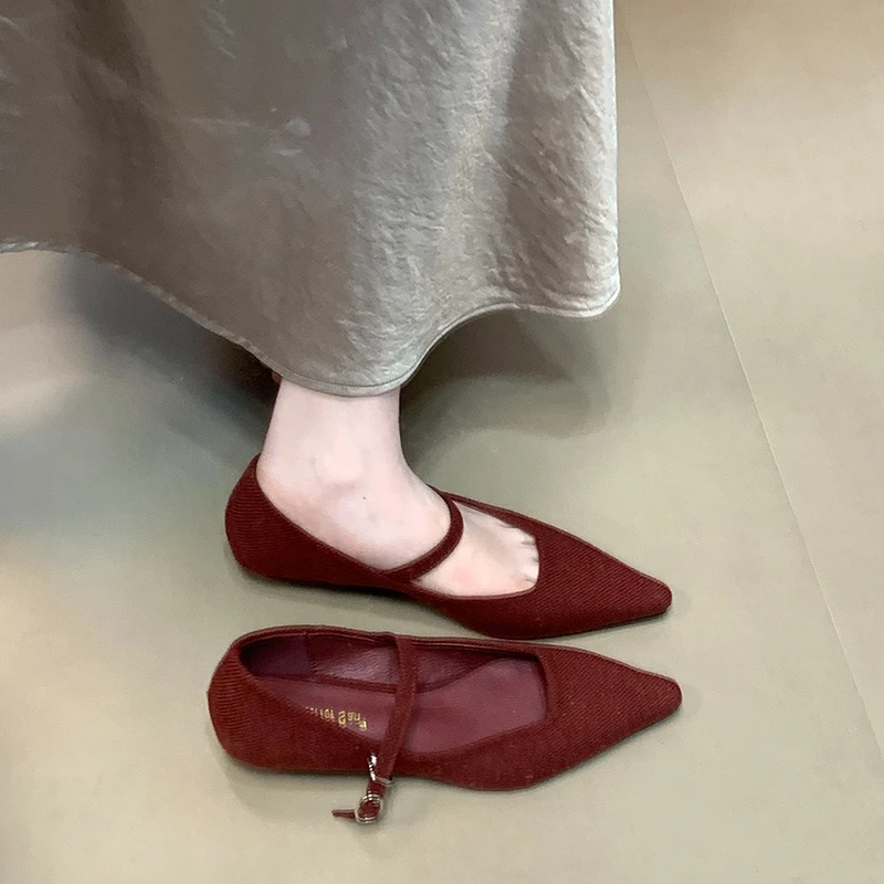 复古毛呢单鞋女2025春季新款方头浅口低跟玛丽珍瓢鞋