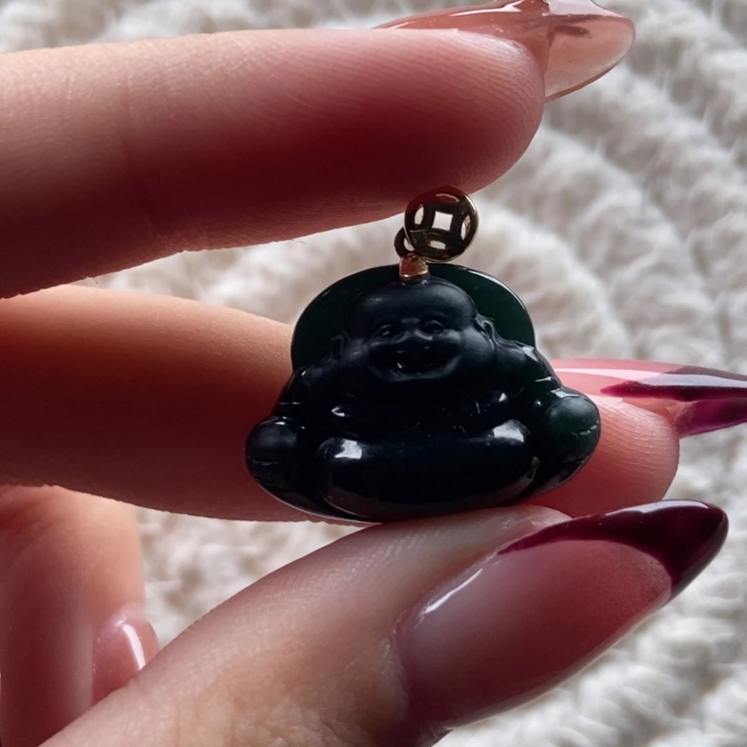 颈饰18K金镶嵌翡翠佛公