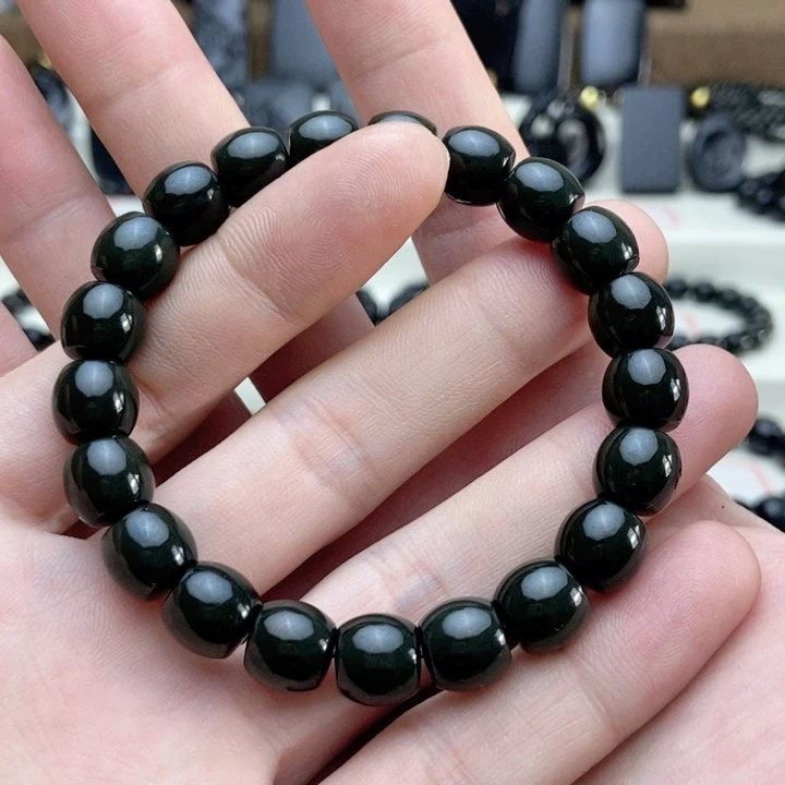 未镶嵌手链和田玉塔青卡10直切手串
