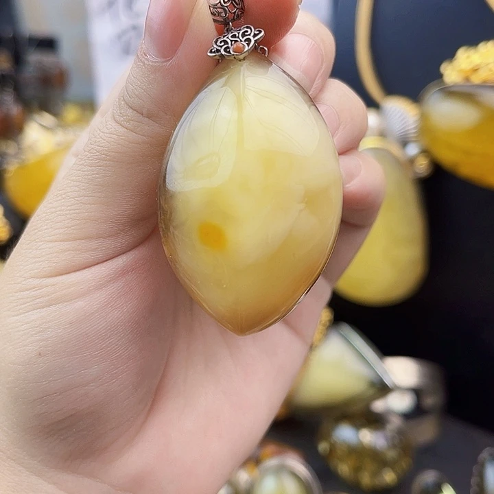 裸石琥珀银S925镶嵌