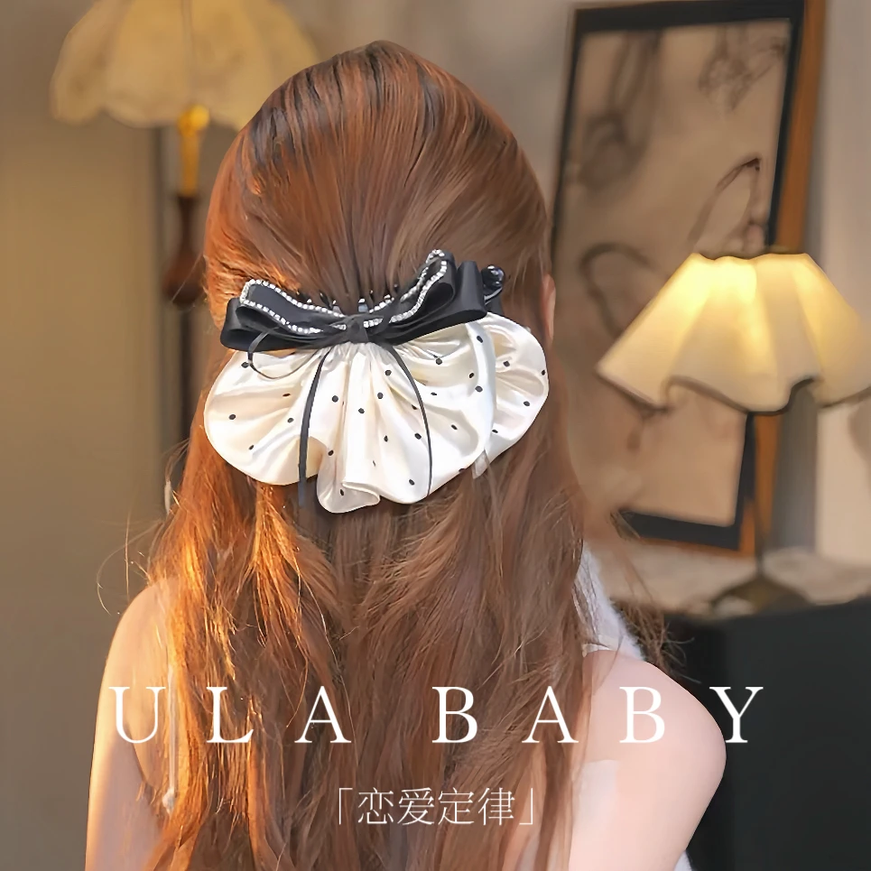 【喜儿ula】10-7-2「恋爱定律」时尚甜酷波点蝴蝶结气质香蕉夹抓夹