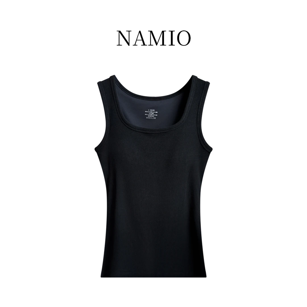 NAMIO 高个子女生秋冬新款云绒方领宽肩保暖背心 舒适百搭